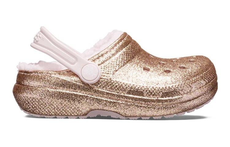 (GS) Crocs Classic Lined Glitter Clogs 'Gold Pink' 207462-2UB