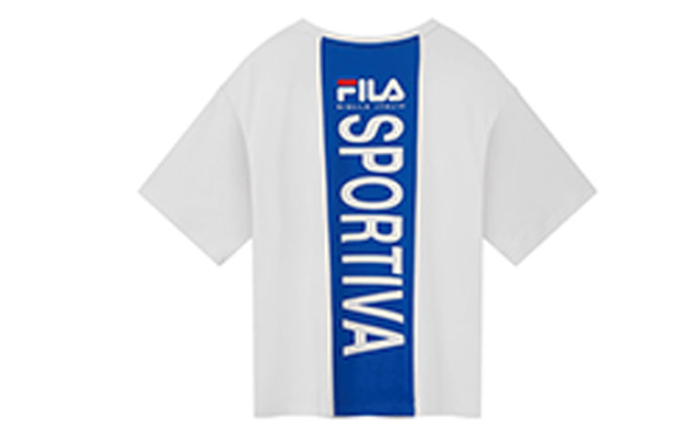 FILA SPORTIVA White Blue Splicing Short Sleeve Unisex White F11W938128F-WT