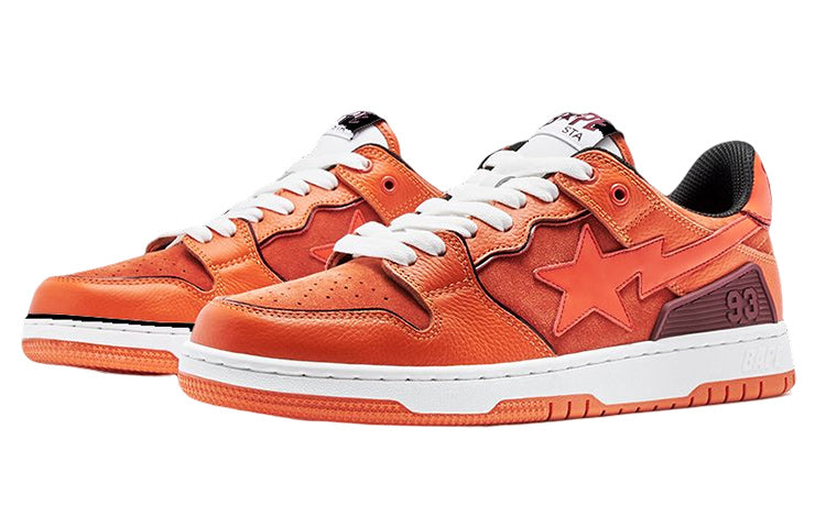 A BATHING APE Bape SK8 Leather Low 'Orange' 1I70-191-011-ORANGE