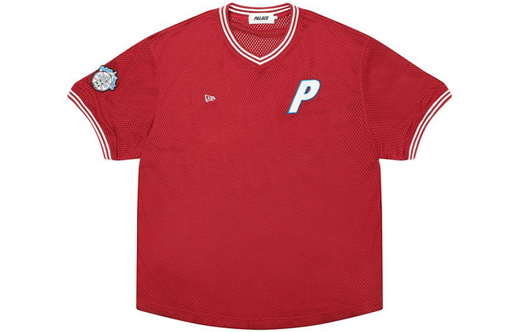 PALACE Casual Cozy V neck Short Sleeve Unisex Red P19ES128
