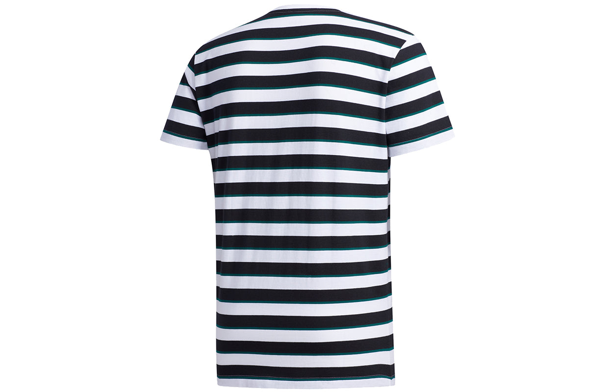 adidas neo M Esntl Lg S T3 Logo Printing Stripe Sports Short Sleeve Black FP7426