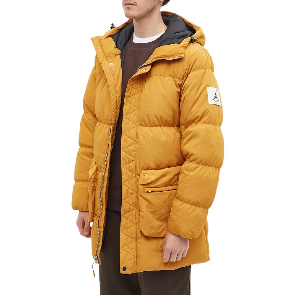 Air Jordan Solid Color logo Zipper Hooded Long Sleeves Down Jacket Men's Yellow DQ7346-712
