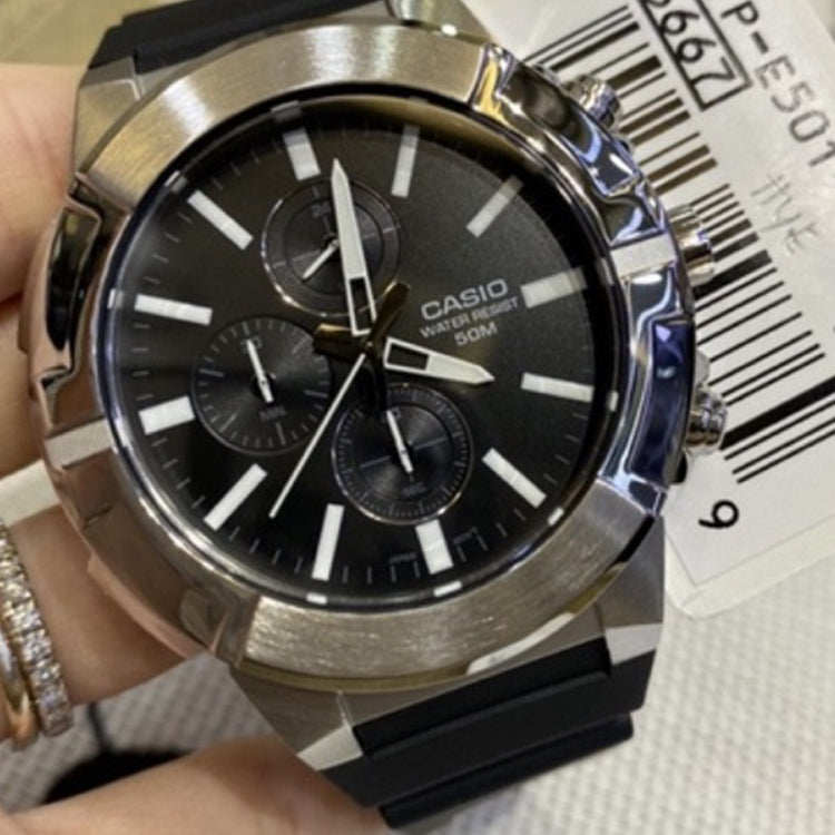 CASIO Male DRESS Japan / South Korea Fashion Sports Black Analog MTP-E501-1AV