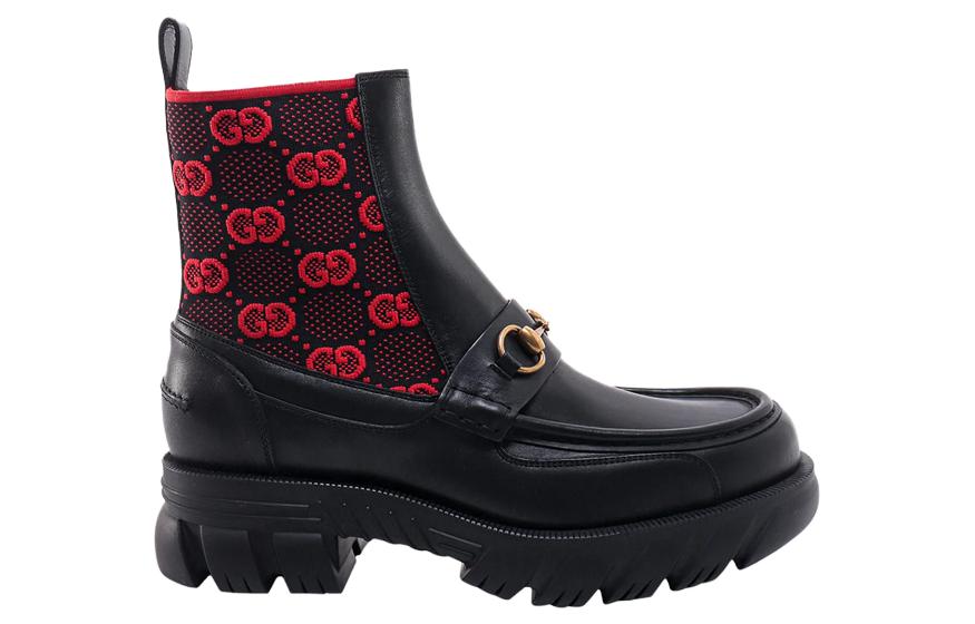 Gucci Horsebit GG Jersey Boot 'Black Red' 718708-AAA4Y-1071