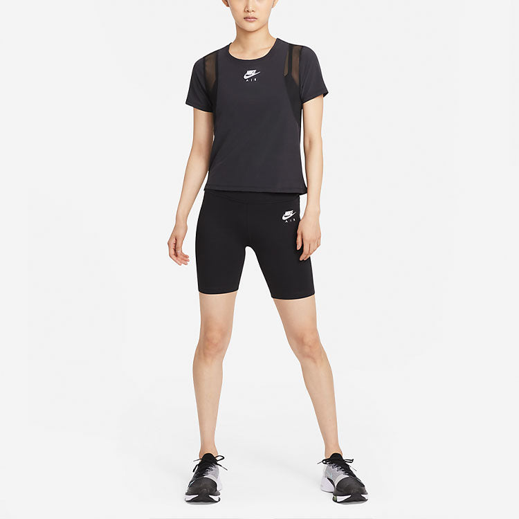 (WMNS) Nike Air Quick Dry Woven Reflective Breathable Mesh Short Sleeve Black CZ9375-010