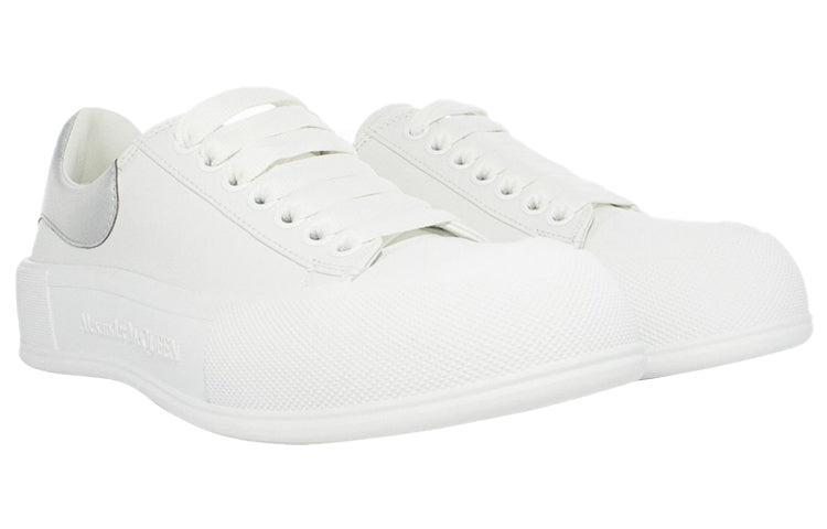 Alexander McQueen Deck Lace Up Plimsoll Sneakers 'White Silver' 705205WICE29071