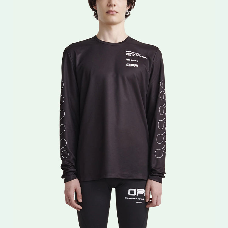 Off-White Pattern Printing Round Neck Pullover Long Sleeves Slim Fit Version Black OMVB013V21FAB0021001