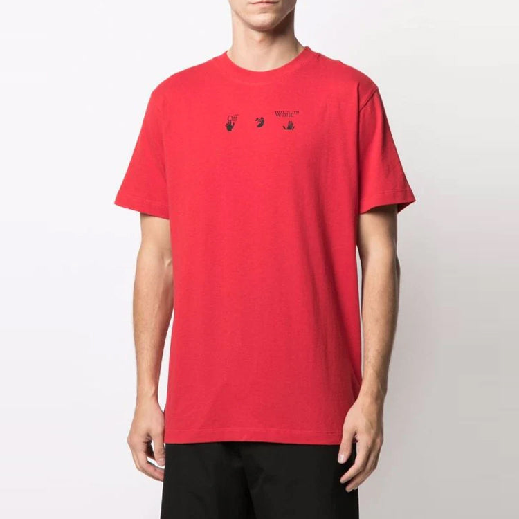 Off-White SS21 Marker Arrows Printing Short Sleeve Red OMAA027S21JER0072525