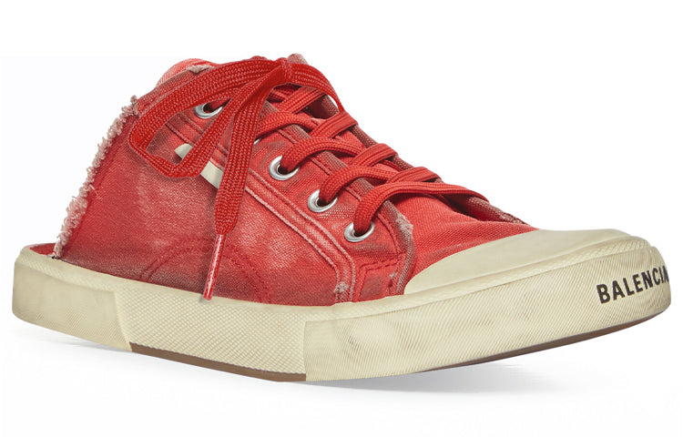 (WMNS) Balenciaga Paris Mules 'Red Destroyed Cotton and White Rubber' 693952W3RC36090