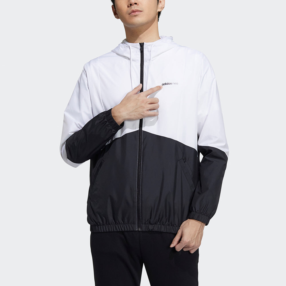 adidas neo M Freye Wb 1 Colorblock Splicing hooded track Jacket White GP5641