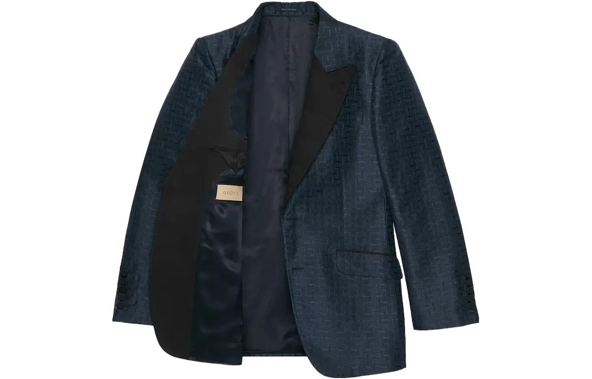 Gucci Square G Silk Jacquard Jacket 'Dark Blue' 751183-ZANE1-4440