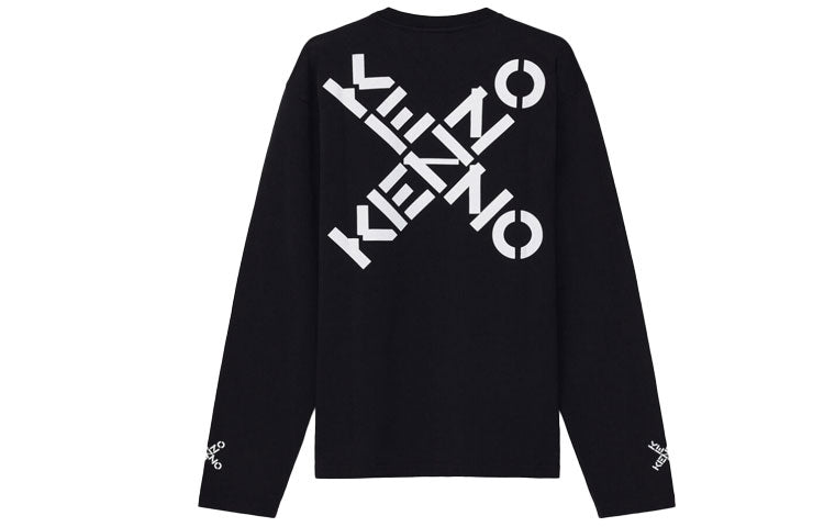 Men's KENZO Logo Alphabet Printing Long Sleeves Black FA65TS1504SK-99