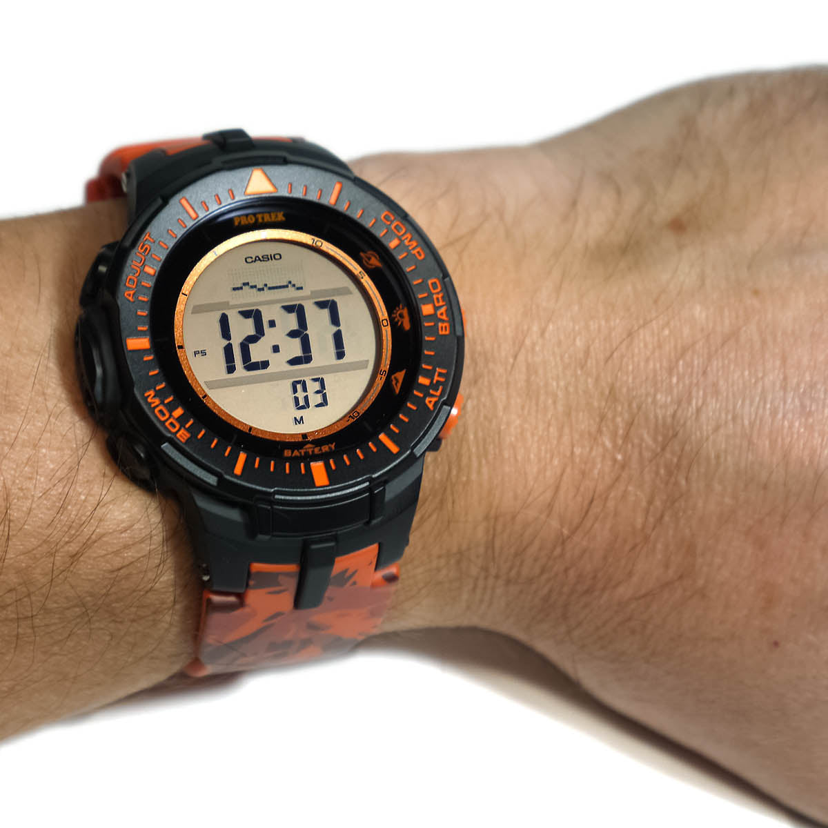 Men's CASIO PRO TREK Watch Mens Orange Digital PRG-300CM-4CR