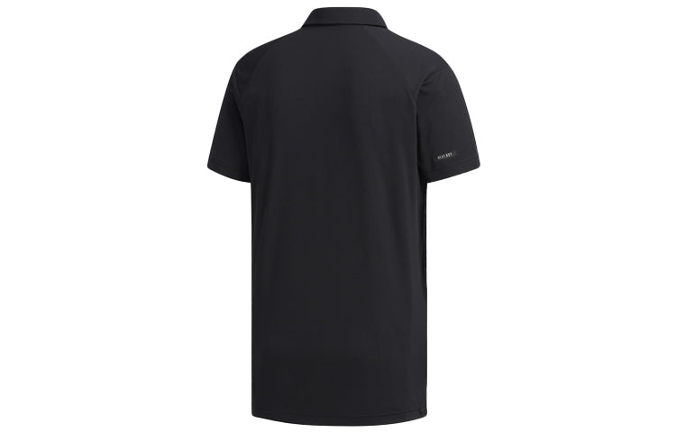 adidas Casual Solid Color Sports Short Sleeve Polo Shirt Black FK1414