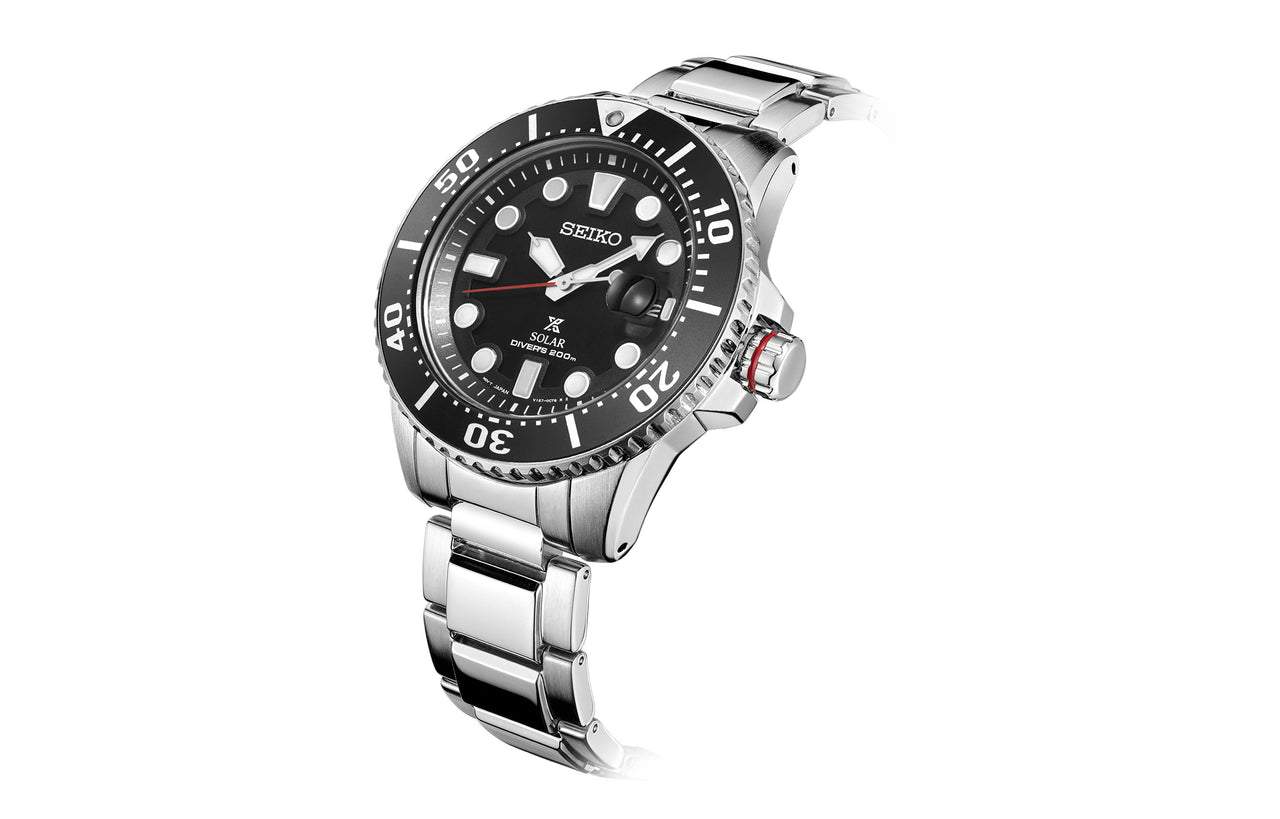 Men's SEIKO 200m Casual Black Warrior Solar Energy Watch SNE551P1