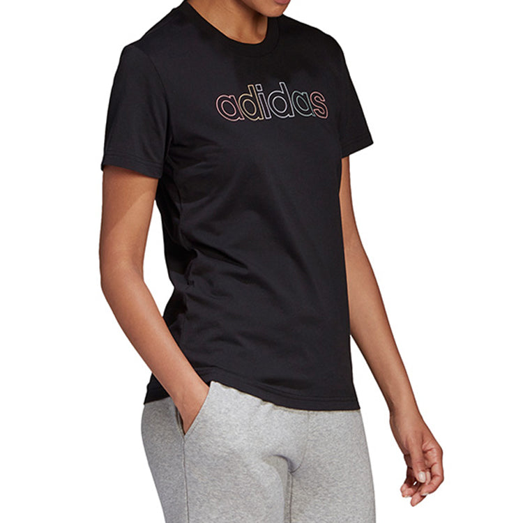 (WMNS) adidas originals Round Neck Short Sleeve Running Sports Black GL7800