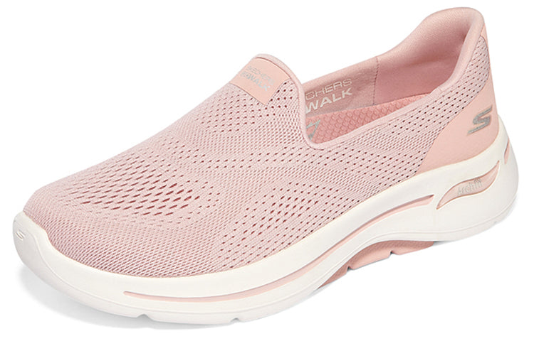 (WMNS) Skechers Go Walk Arch Fit Slip on 'Pink White' 124483-MVE
