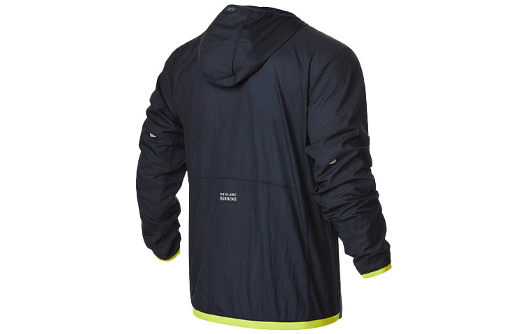 New Balance Logo Printing Sports Hooded Jacket Navy Blue MJ01238-SYE