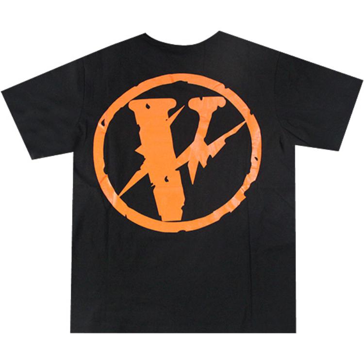VLONE x Fragment Design Crossover Flash Large Logo Short Sleeve Couple Style Black VLTE17FW005