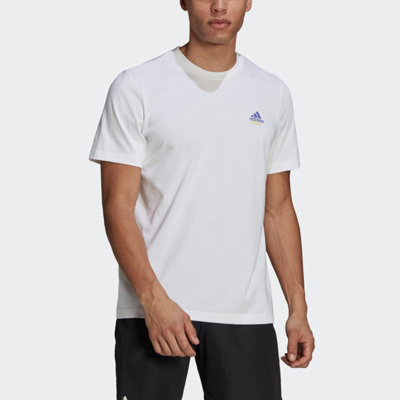 adidas Tennis Sports Back Printing Round Neck Short Sleeve White GN8056