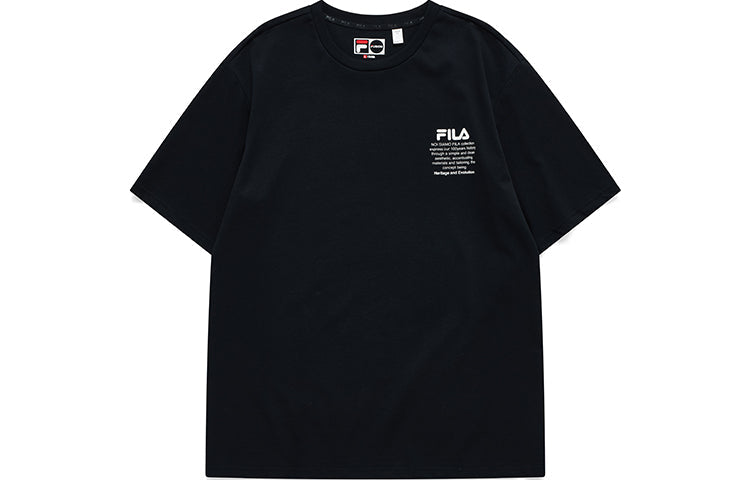Men's FILA FUSION Alphabet Printing Sports Loose Round Neck Short Sleeve Black T11M121105F-BK