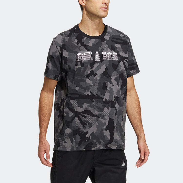 Men's adidas Sports Printing Short Sleeve Black T-Shirt HE7413