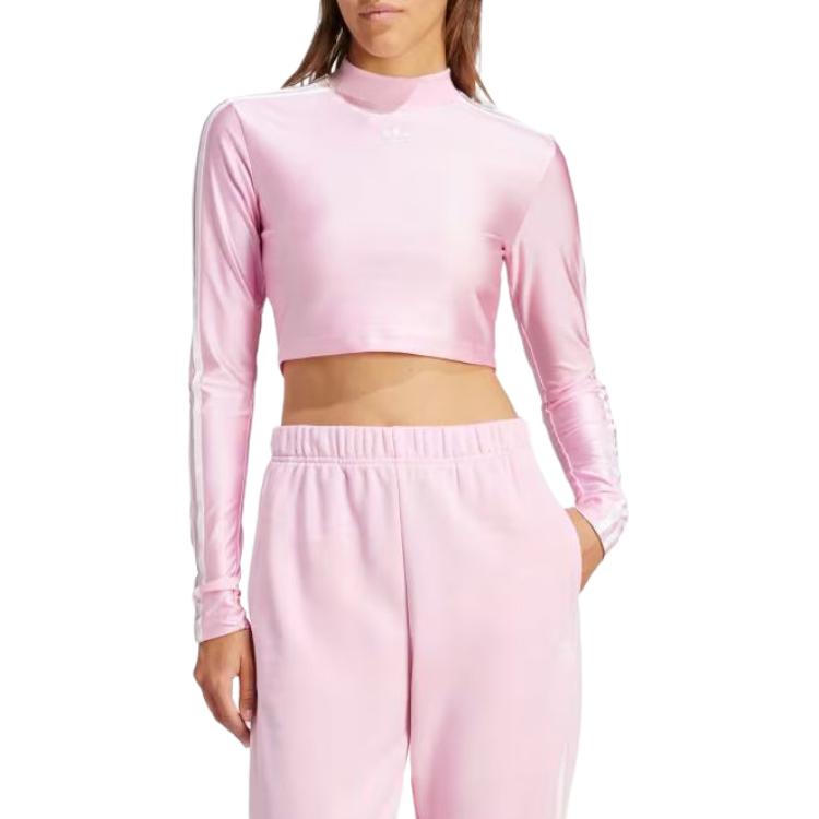 (WMNS) adidas Adicolor 3-Stripes Cropped Long Sleeve T-shirt Asia Sizing 'Pink' IR8135
