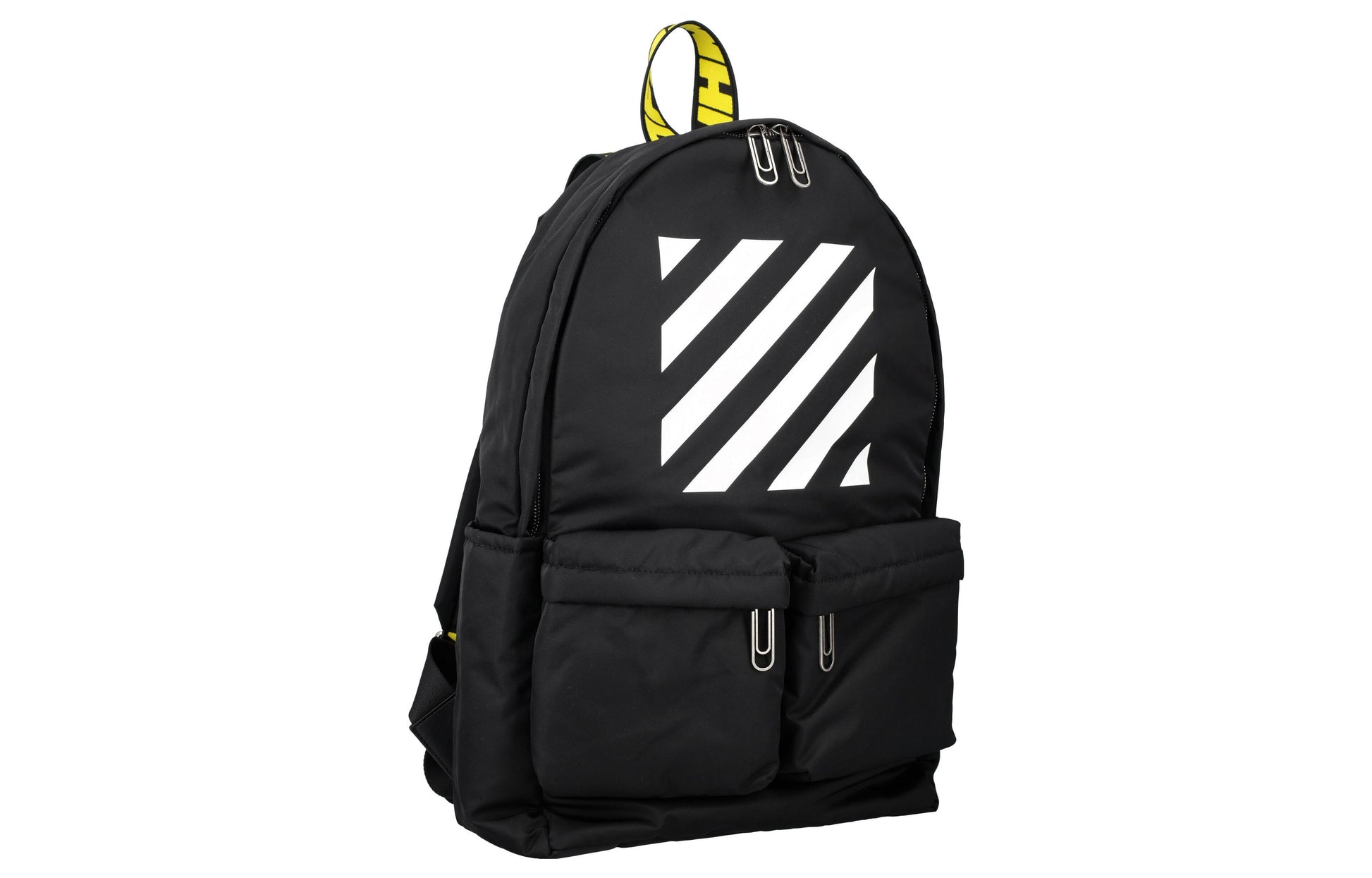 Men's Off-White Logo Zipper Schoolbag Backpack Black OMNB003F22FAB0051001