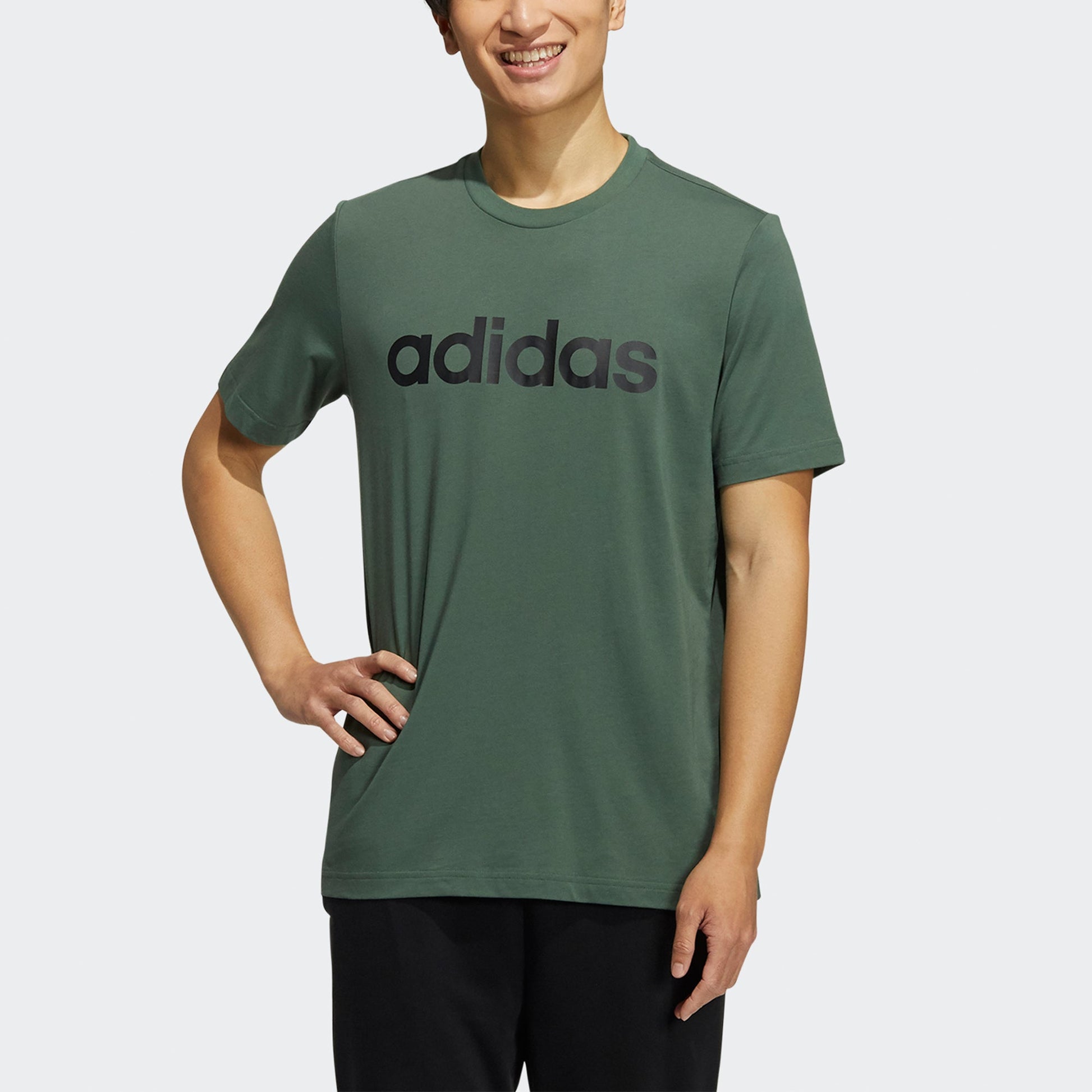 adidas neo M Ce Logo Tee Logo Printing Round Neck Sports Short Sleeve Green HC9949