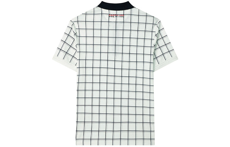 FILA Plaid Pattern Loose Short Sleeve Polo Shirt Blue F11M138178F-ZA