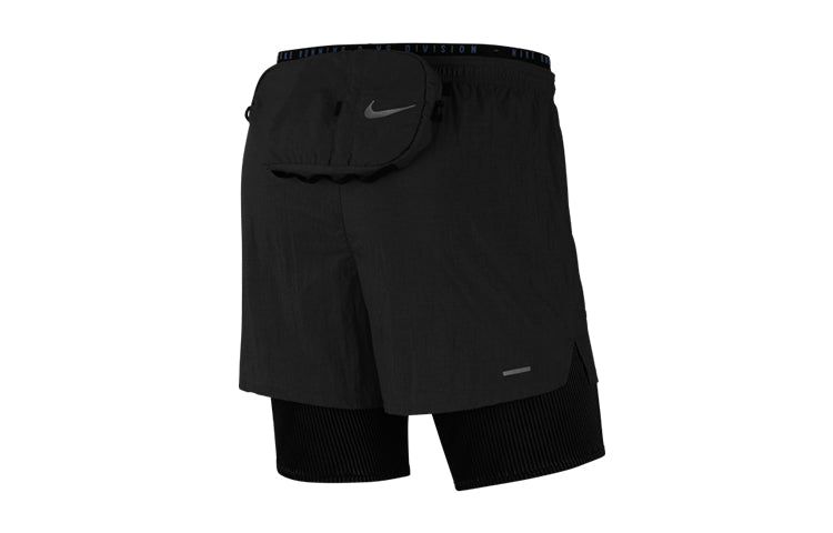 Nike Casual Sports Elastic Waistband Drawstring Running Shorts Black CU5557-010