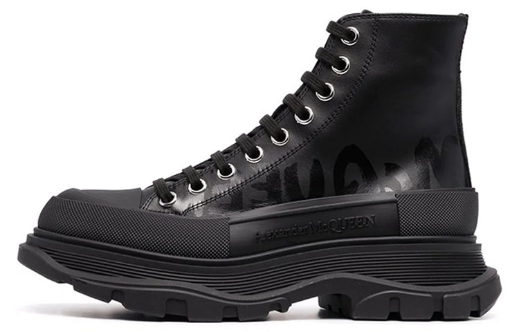 (WMNS) Alexander McQueen Tread Slick High-Top Boots 'Black' 679529WIABD1000