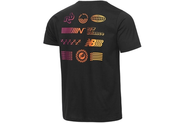 New Balance Logo Graphic Print Tee Asia Sizing 'Black Multi' AMT11071-BKP