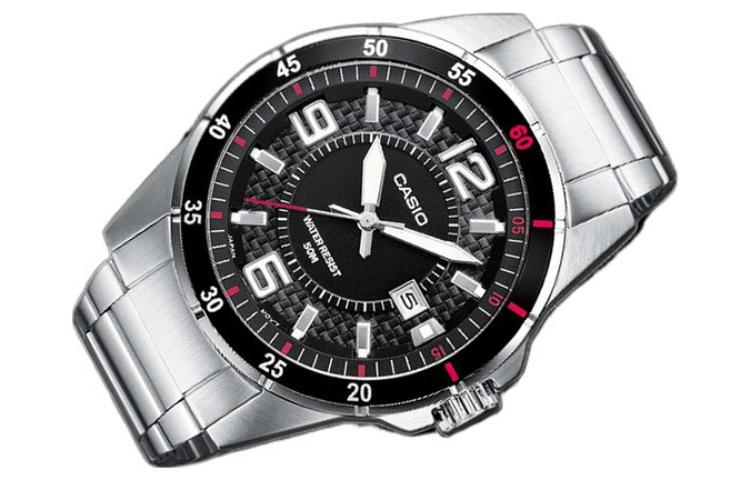 Men's CASIO Dress Black Dial Mineral Glass Stainless Steel Strap Quartz Watch Analog Mens MTP-1291D-1A1VEF