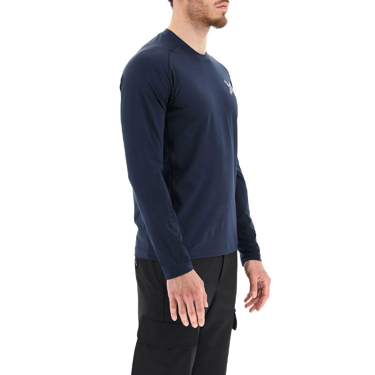 Men's KENZO SS21 Logo Pattern Printing Solid Color Long Sleeves Navy Blue 5TS0244JS-77