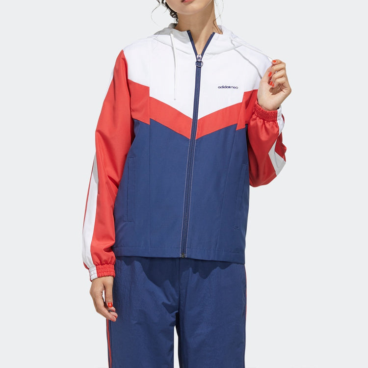 (WMNS) adidas neo Adjustable Sports Jacket Red Blue White GE4314