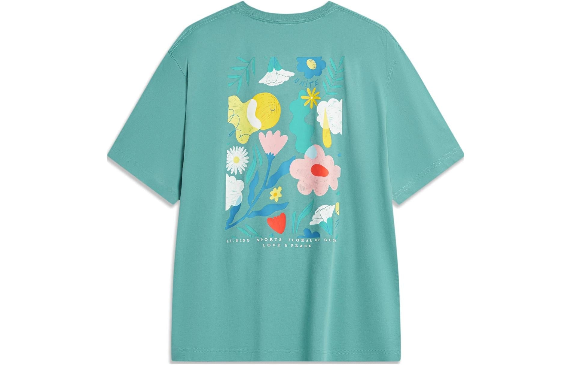 Li-Ning Floral Graphic T-shirt 'Teal' AHST449-4