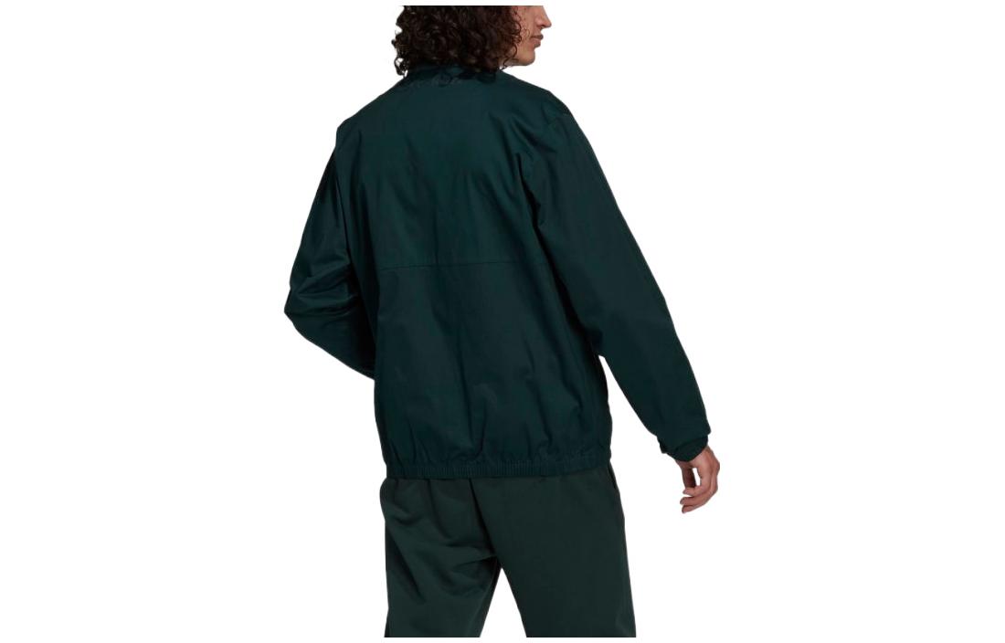 Men's adidas originals Solid Color Alphabet Logo Pocket Zipper Sports Jacket Green H11459