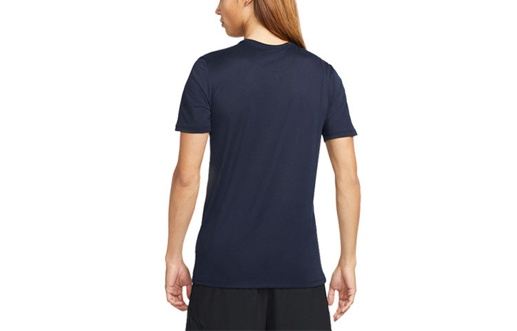 Men's Nike Solid Color Logo Printing Short Sleeve Navy Blue T-Shirt DX7854-450