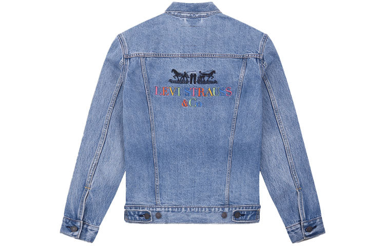 Levis Double Horse Logo Embroidered Denim Jacket For Men Navy 72334-0409