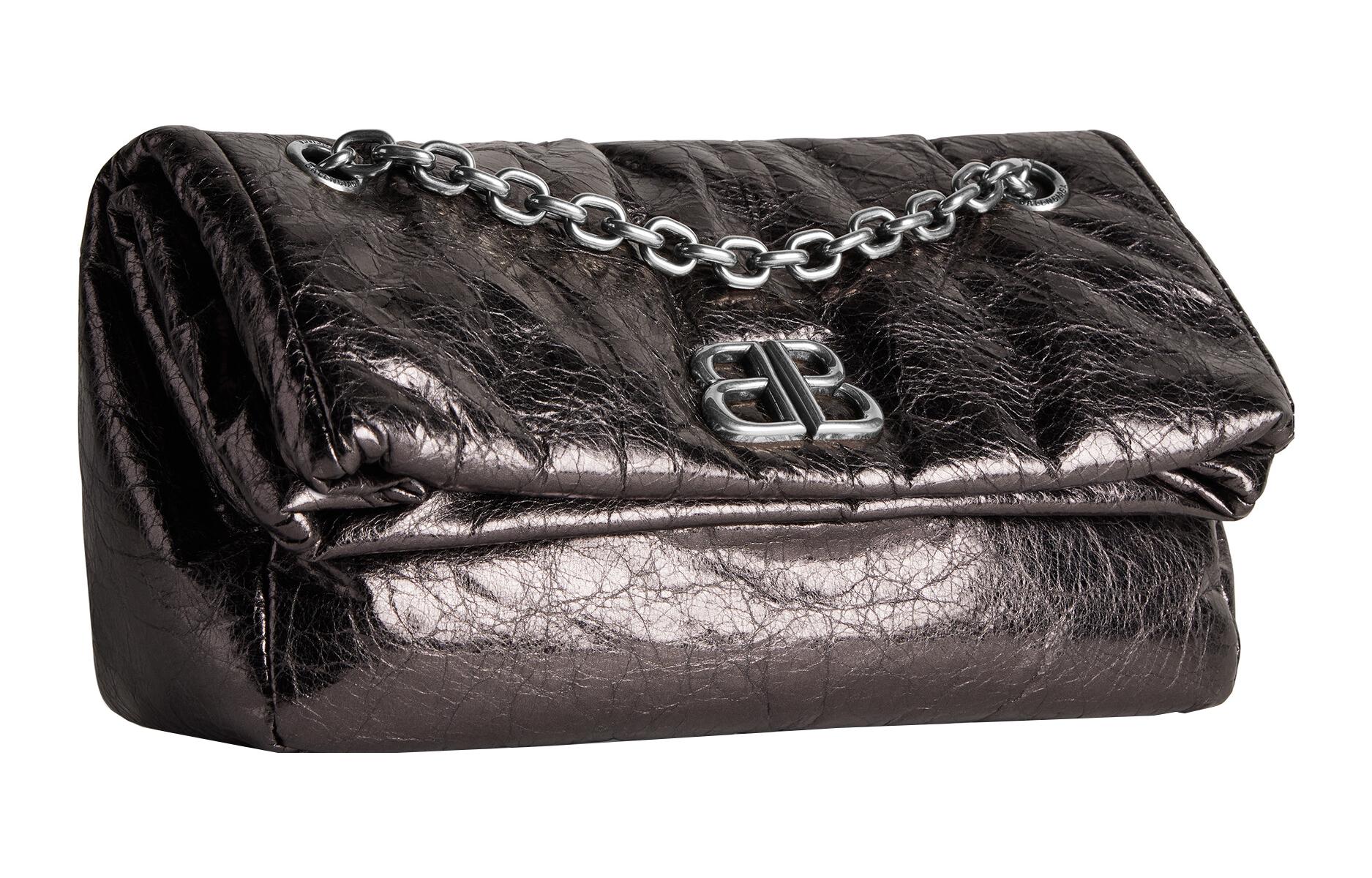 (WMNS) Balenciaga Monaco Small Chain Bag Metallized 'Dark Grey' 7659662AASD1314