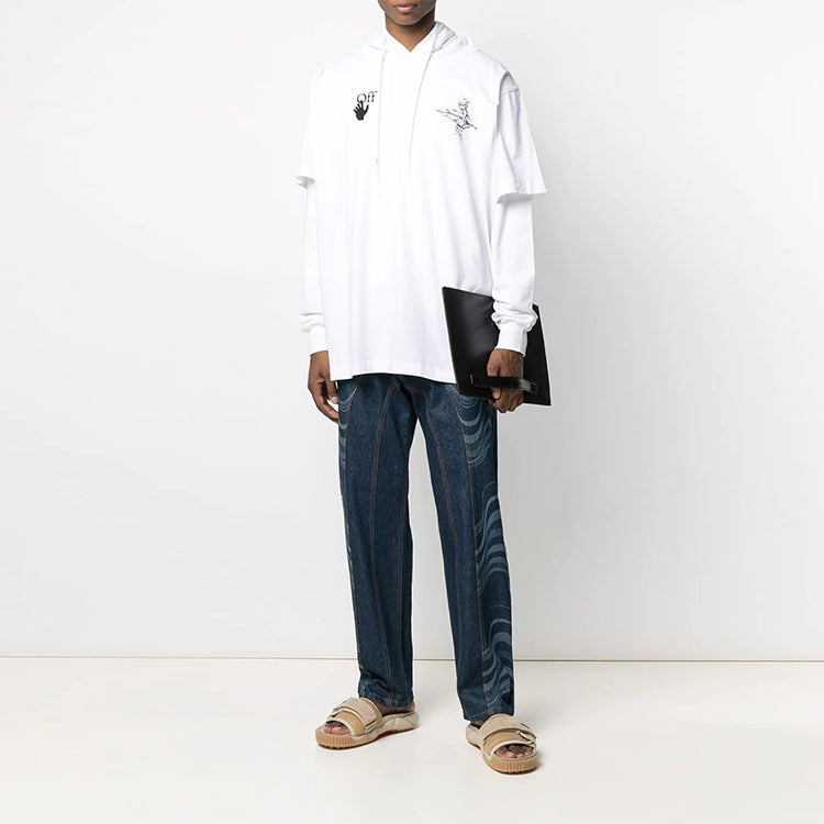 Off-White SS21 Casual Pattern Printing White OMBB051R21FLE0030110