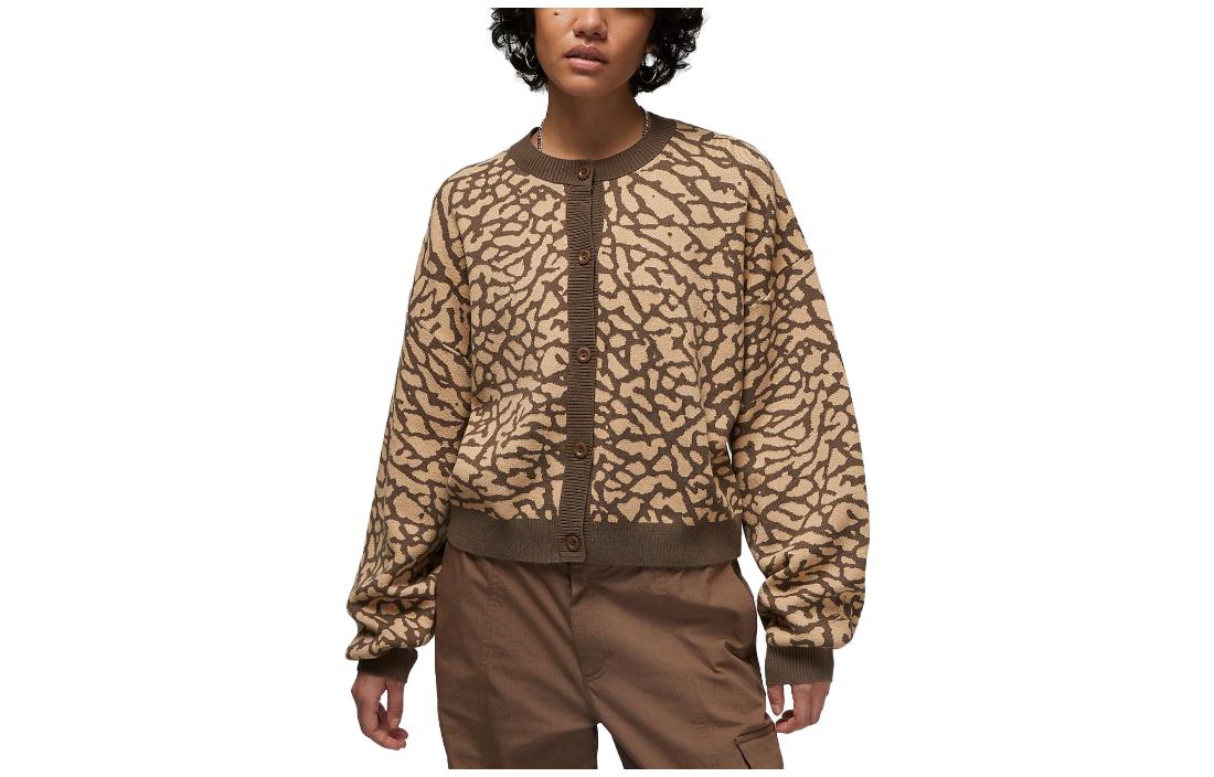 (WMNS) Air Jordan Flight Jacquard Knit Cardigan 'Palomino' DX0448-274