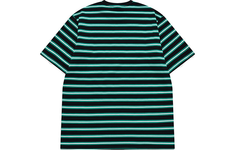 FILA FUSION x Jeremyville Crossover Contrasting Colors Stripe Printing Loose Short Sleeve Couple Style Green T11U139108F-BK