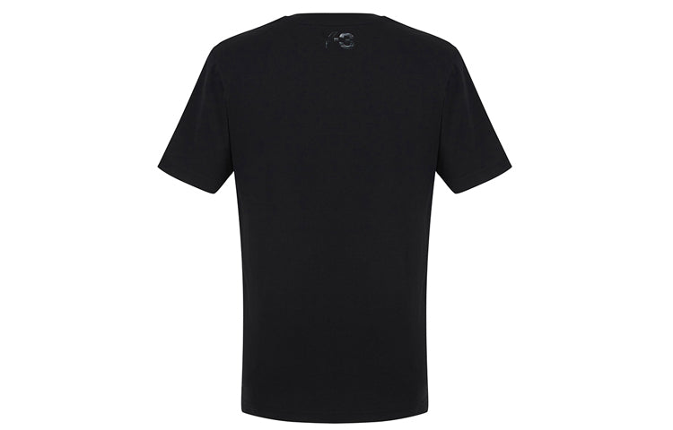 Men's Y-3 Minimalistic Loose Casual V neck Short Sleeve Black S89414