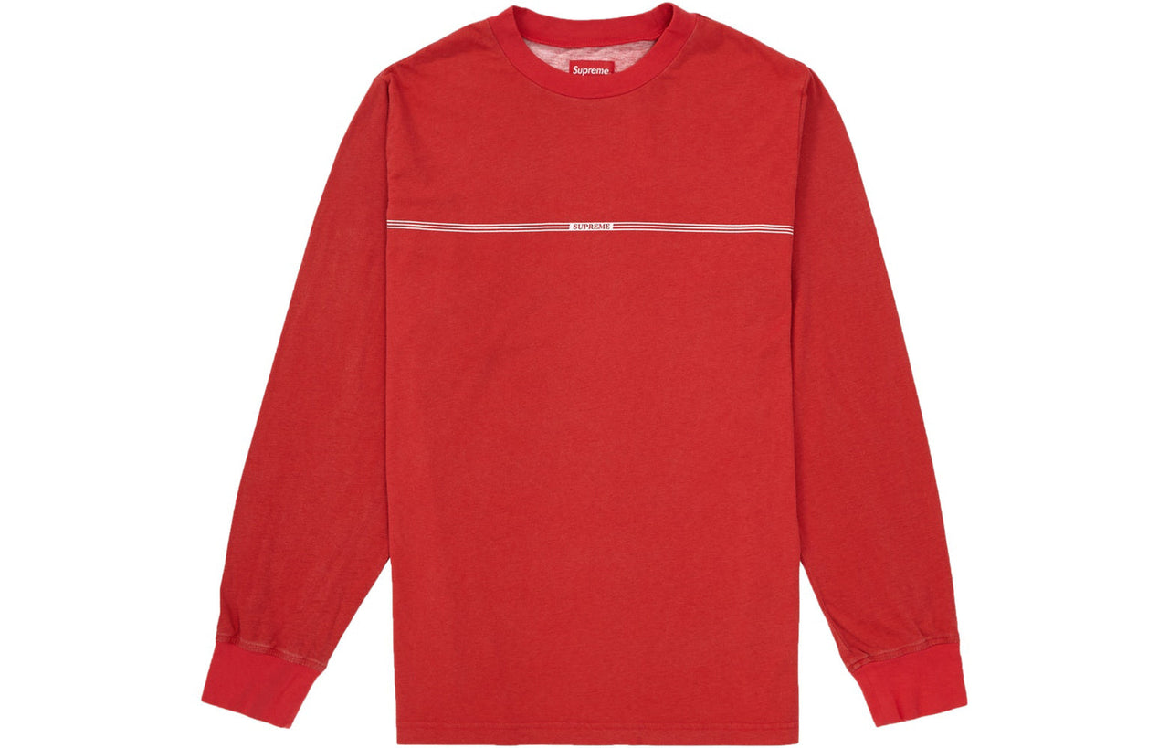 Supreme FW18 Printed Stripe L/S Top Red Round Neck Long Sleeves Unisex SUP-FW18-874