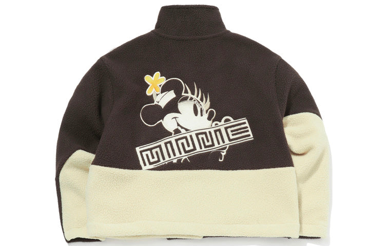 Li-Ning x Disney Crossover Cartoon Embroidered Contrasting Colors polar fleece Stand Collar Jacket Khaki AWDQ578-2