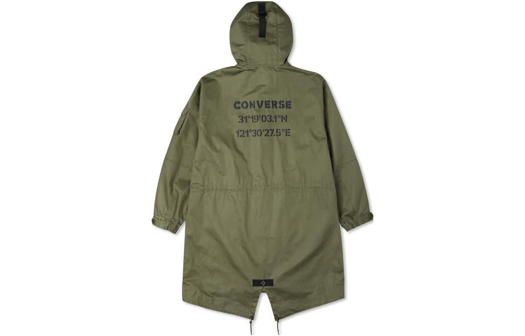 Converse Coordinates Hooded Long Jacket Asia Sizing 'Dusty Green' 10023714-A01
