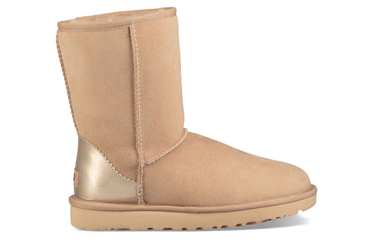 (WMNS) UGG Classic Short II Metallic Fleece Lined Cream Yellow 1019030-DRI