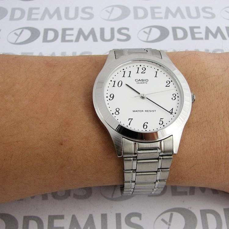CASIO Waterproof Stainless Steel Strap White Dial Mens White Analog MTP-1128A-7B